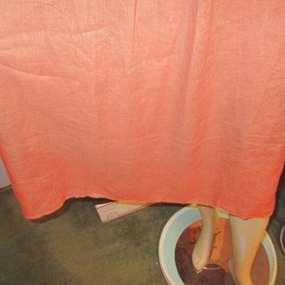 Grae Cove Linen Midi Dress Size XXL 2X Pockets Pleated Short Sleeve Lagenlook - Picture 4 of 13